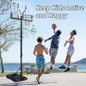 English Elm Use Adjustable Polycarbonate Basketball Hoop System with Steel Frame and Portable Base W1408P295941