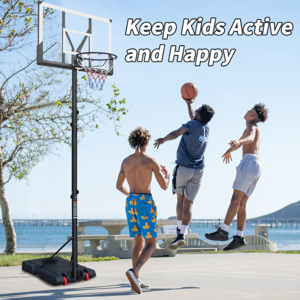English Elm Use Adjustable Polycarbonate Basketball Hoop System with Steel Frame and Portable Base W1408P295941