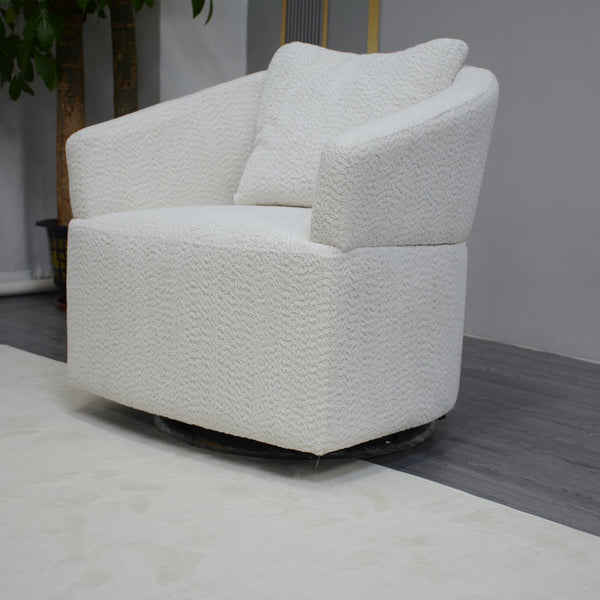 English Elm Modern 360 Degree Swivel Sofa Chair - Beige Velvet Accent, High-Back, Solid Wood Frame, 350lb Capacity W1183P254690