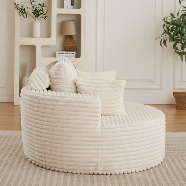 English Elm 50"l Corduroy Oversized Sleeper Chair with Neck Pillow Support for Lounge or Bedroom Beige W834P405862