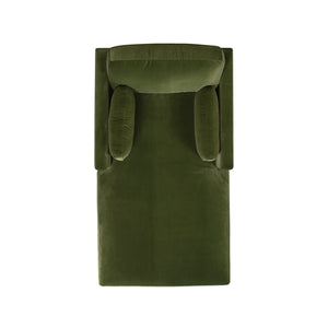 English Elm Jennifer Taylor Home - Knox 65" Modern Farmhouse Chaise Lounge in Olive Green Performance Velvet with Feather-Down Cushions & Birch Frame B2719P238295