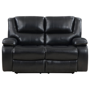English Elm Elodie Black 2-Piece Reclining Sofa Set with Tufted Faux Leather, Pillowtop Arms & Plush Legrests B062S01113