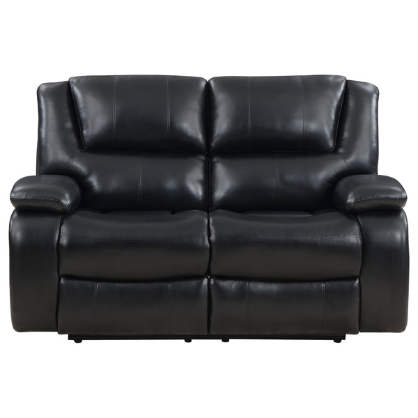English Elm Elodie Black 2-Piece Reclining Sofa Set with Tufted Faux Leather, Pillowtop Arms & Plush Legrests B062S01113