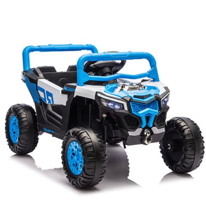 English Elm 12v Kids Electric Utv Ride on Toy with Parental Remote Swing Function and Shock Absorbers Blue W1578P368161