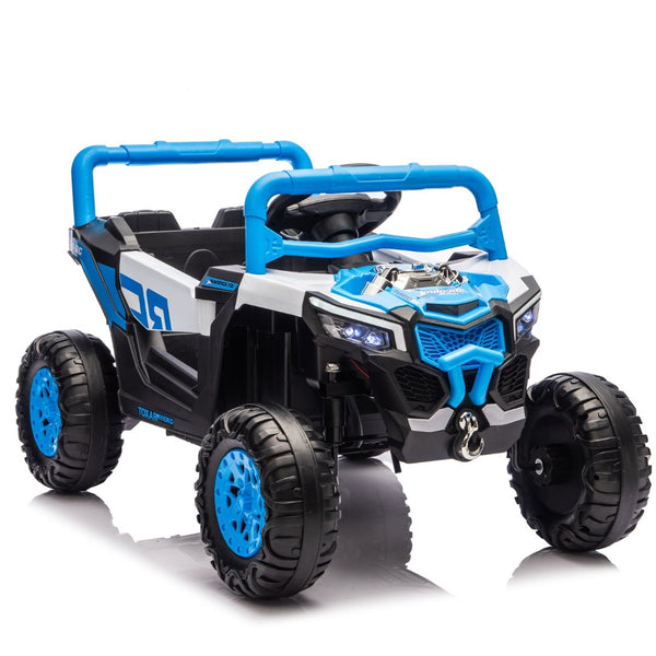 English Elm 12v Kids Electric Utv Ride on Toy with Parental Remote Swing Function and Shock Absorbers Blue W1578P368161