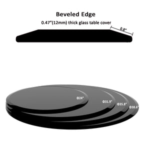 English Elm 32" Round Tempered Glass Table Top - Durable Black Finish With Beveled Edge For Modern Spaces W241P248364