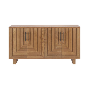 English Elm Christopher Knight Home® - Modern Sideboard - 59" Natural Finish Mdf Storage Cabinet With 4 Doors, Metal Handles For Home Use N780P352310N