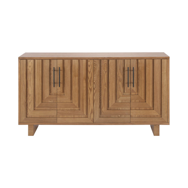 English Elm Christopher Knight Home® - Modern Sideboard - 59" Natural Finish Mdf Storage Cabinet With 4 Doors, Metal Handles For Home Use N780P352310N