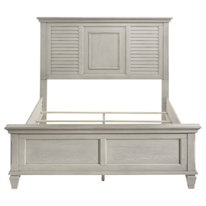 English Elm Hazelwood Distressed White Queen Panel Bed – Rustic Farmhouse Charm With Durable Solid Wood Design B062S00946