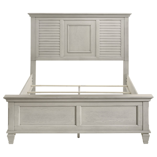 English Elm Hazelwood Distressed White Queen Panel Bed – Rustic Farmhouse Charm With Durable Solid Wood Design B062S00946