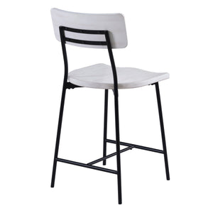 English Elm Badin Wood and Metal Modern Counter Stool with Saddle Seat, White Washed Wood, Black Frame, Durable Comfort - Adjustable Glides (Seat 24.25") B050P364430