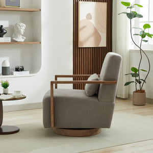 English Elm 29.13"w Boucle Swivel Accent Chair Open Back 360 Rotation Modern Lounge Seating Gray W3188P417948
