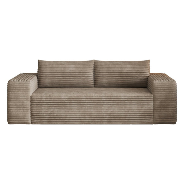 English Elm 78.8" Corduroy Three Seat Sofa Deep Cushioned Low Profile Couch for Modern Living Rooms Camel W2824P409860