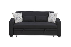 English Elm Bennett Convertible Fabric Sleeper Loveseat with Usb Port Cupholders and Storage Pocket B061S00845