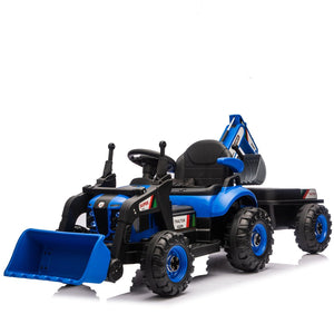 English Elm 24v Kids Electric Tractor with Swappable Construction Attachments and Parent Remote W1578P230011