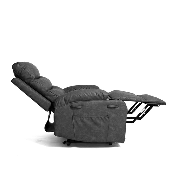 English Elm 21"seat Large Electric Power Lift Recliner Chair with 8-Point Vibration Massage, Lumbar Heat, Remote Control and Cup Holders for Easy Standing Comfort and Pocket Storage Grey W311P316093