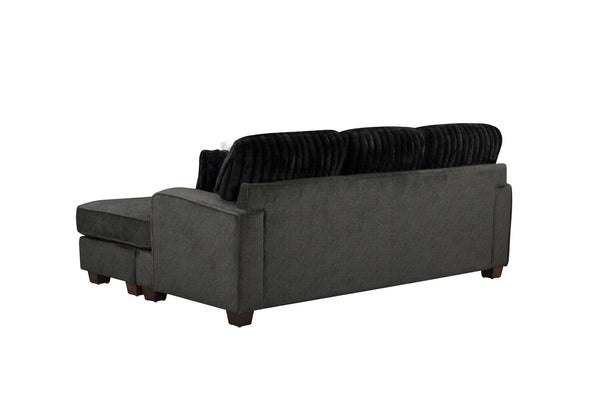 English Elm Modern Reversible Sectional with Corner Block Frame, Plush Foam Cushions, Easy Assembly, 87" x 59" Dark Gray 87.8 L x 36.22 W x 30 H B011P293572