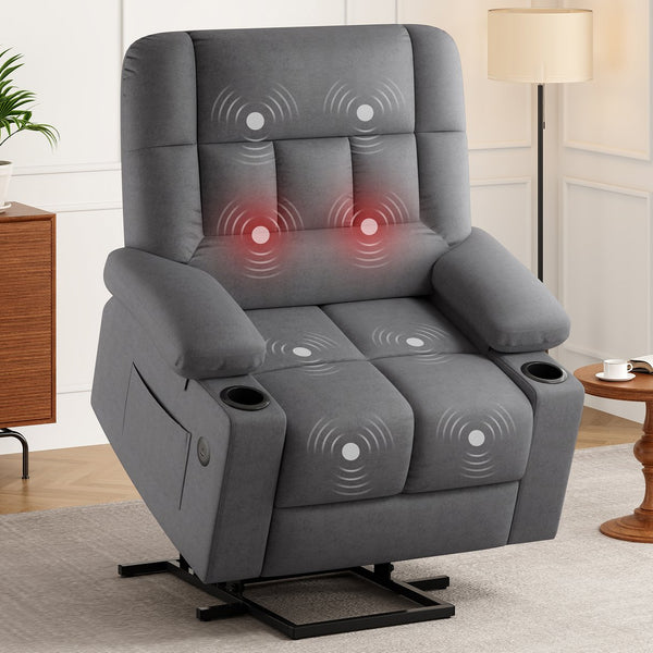 English Elm Oversized Recliner chair with ergonomic support, swivel rocker, quick 5-min assembly for adults comfort Grey T3623P408759