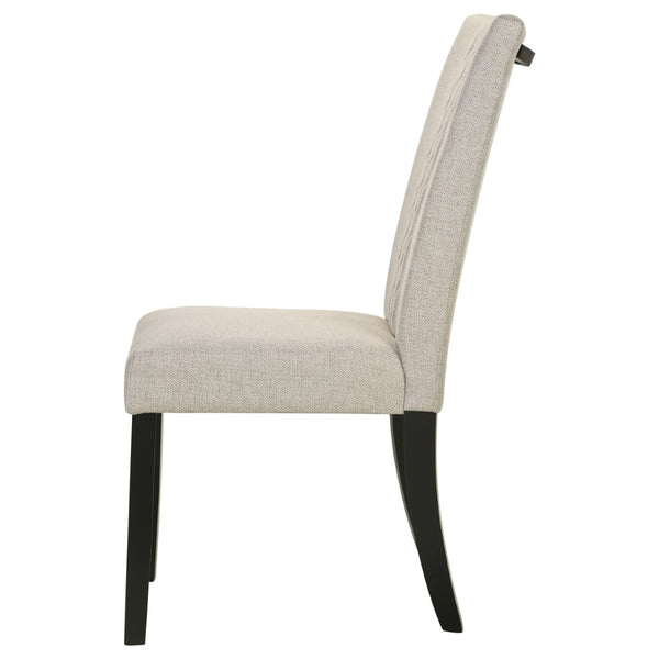 English Elm Modoc Beige Fabric Dining Chairs with Cross-hatch Back and Black Legs Set of 2 B062P447807