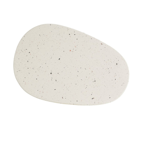 English Elm Outdoor Mgo Side Table Travertine Terrazzo White Finish for Patio Lounge Seating N768P410930W