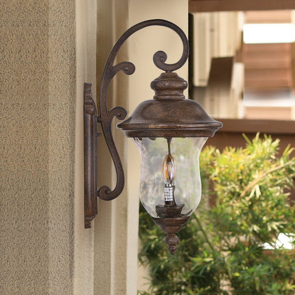 English Elm 22"(H) Vintage Outdoor Wall Lantern - Brown Bronze Aluminum & Clear Glass, Weatherproof 2-E12 Sconce Fixture W1340P209947