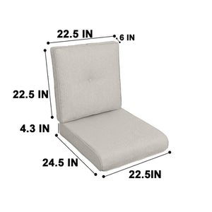 English Elm 2 High Back Patio Chair Cushions 2-Pack Tufted Outdoor Rocking & Adirondack Cushions Waterproof Comfortable Durable Garden Seating Beige W419P311604