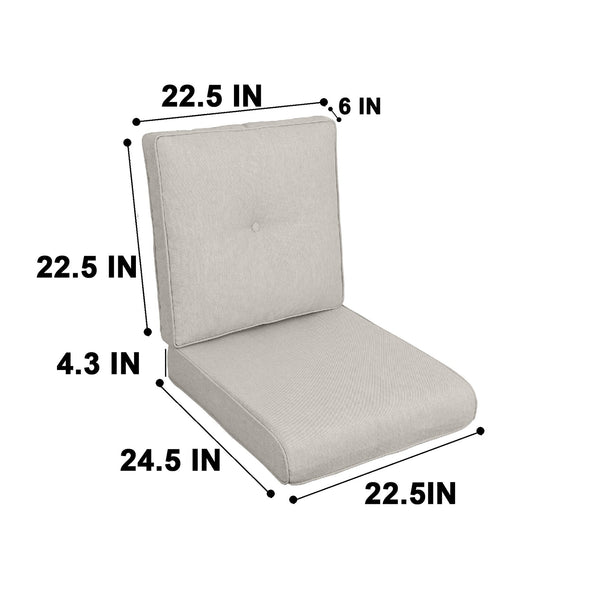 English Elm 2 High Back Patio Chair Cushions 2-Pack Tufted Outdoor Rocking & Adirondack Cushions Waterproof Comfortable Durable Garden Seating Beige W419P311604