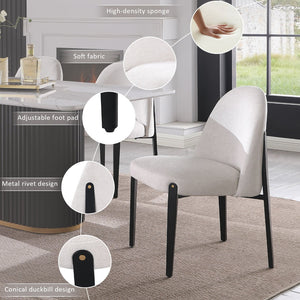 English Elm Set of 2 Chenille Upholstered Armless Dining Chairs with Tapered Black Metal Legs W5739P464651