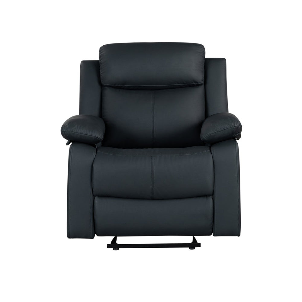 English Elm Blanche Manual Glider Recliner with Led Lighting Pillow Arms Media Room Lounge Black B201P412033