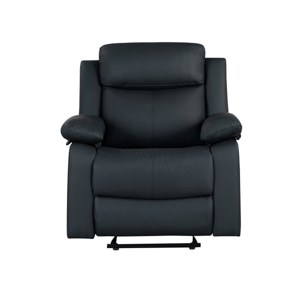 English Elm Blanche Manual Glider Recliner with Led Lighting Pillow Arms Media Room Lounge Black B201P412033