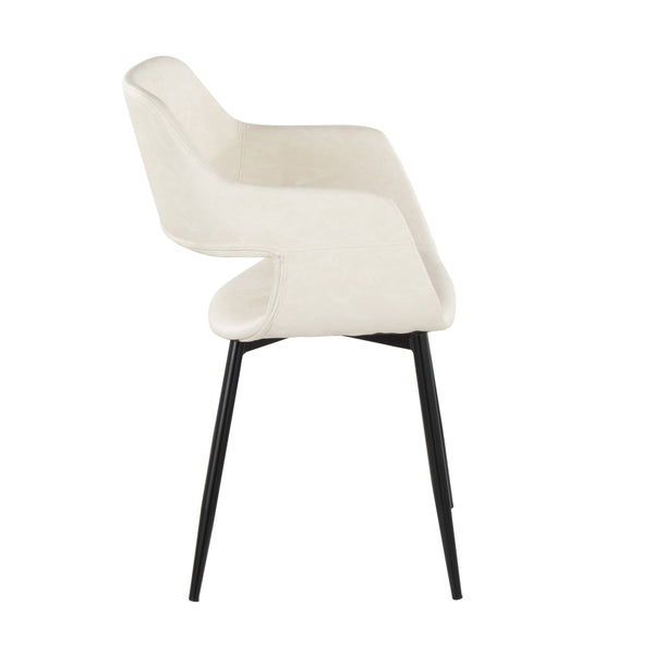 English Elm Margarite Contemporary Dining Accent Chair Set of 2 with Faux Leather Upholstery and Black Metal Legs Cream B202S01278