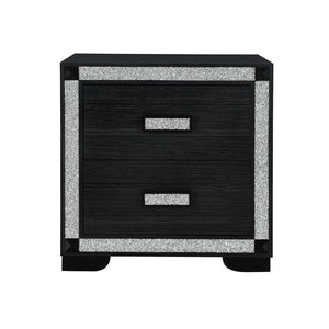 English Elm Soulmarie Glam Nightstand with Built-in Cooler Speaker and Glitter Panel Detail Charcoal B201P411421