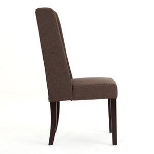 English Elm Dining Chair Set of Two Wingback Button Tufted High Back Birch Leg Upholstered Dark Brown 61539.00DBRN
