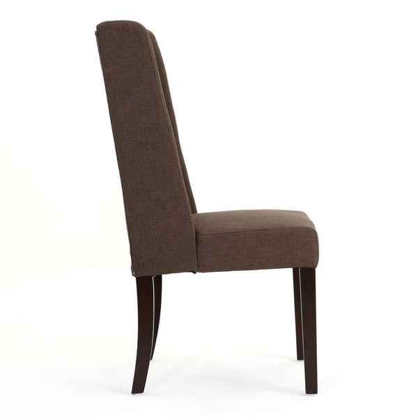 English Elm Dining Chair Set of Two Wingback Button Tufted High Back Birch Leg Upholstered Dark Brown 61539.00DBRN