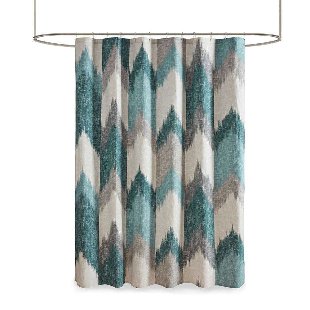 JLA Home INK+IVY - Cotton INK+IVY Alpine Collection Shower Curtain, 72"x72" 200TC Broken Chevron Aqua & Grey Elegance II70-779