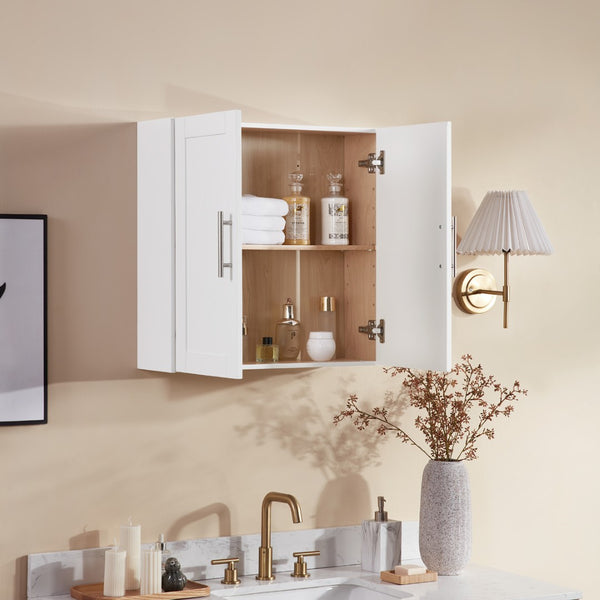 English Elm Wood Hanging Cabinet With Doors & Adjustable Shelves For Stylish, Space-Saving Storage Solutions W914P292870-GIGA