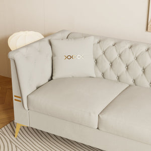 English Elm Fx-P83-Cw4 Stylish Faux Sherpa Sofa With 2 Pillows - Luxurious Comfort & Modern Design For Any Space W576S00222