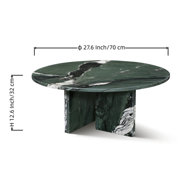 English Elm Green Genuine Marble Coffee Table - Elegant 27.6” Accent Table For Modern Living Rooms & Décor W1696P314931