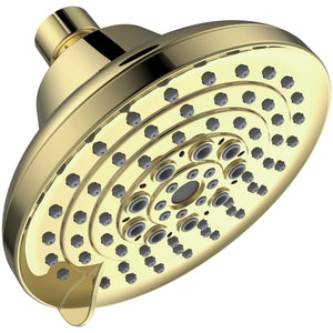 English Elm 6 High-Pressure Shower Head 5" Rain Fixed Ceiling-Mount with 6 Spray Modes, Anti-Clog Nozzles, Easy Install, Low-Flow Performance Gold T3177P277455