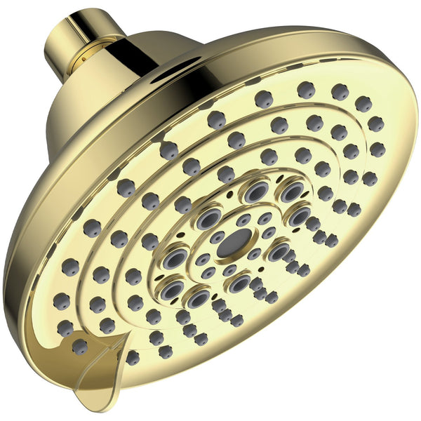 English Elm 6 High-Pressure Shower Head 5" Rain Fixed Ceiling-Mount with 6 Spray Modes, Anti-Clog Nozzles, Easy Install, Low-Flow Performance Gold T3177P277455