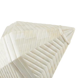 Pavi Bone Prism Set of 2 - Artisanal White Sculptures with Unique Shell Shape for Home Decor