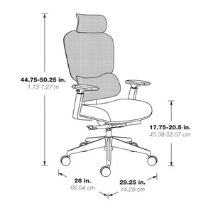 OSP Home Furnishings Mesh Back Ergonomic Manager Chair with Lumbar Support Headrest and Synchro Tilt Control 71142HR-3