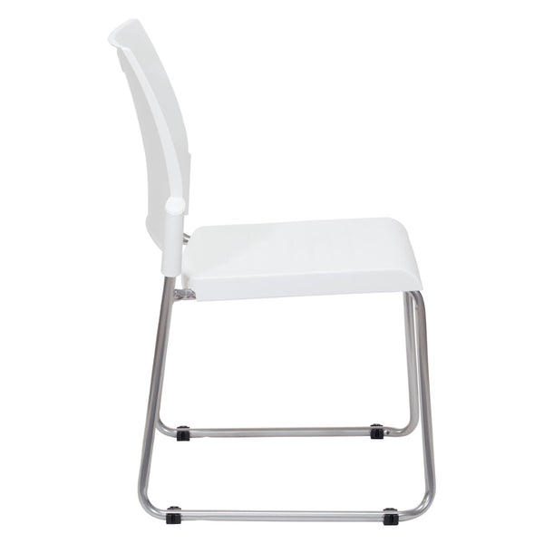 OSP Home Furnishings Sled Base Stackable Polyurethane Chair for Offices Lobbies and Classrooms White STC8302C2-11