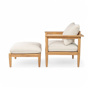 English Elm Christopher Knight Home® - Terassi Outdoor Acacia Wood Lounge Set - Stylish Chair & Ottoman For Ultimate Patio Comfort N775P248796T