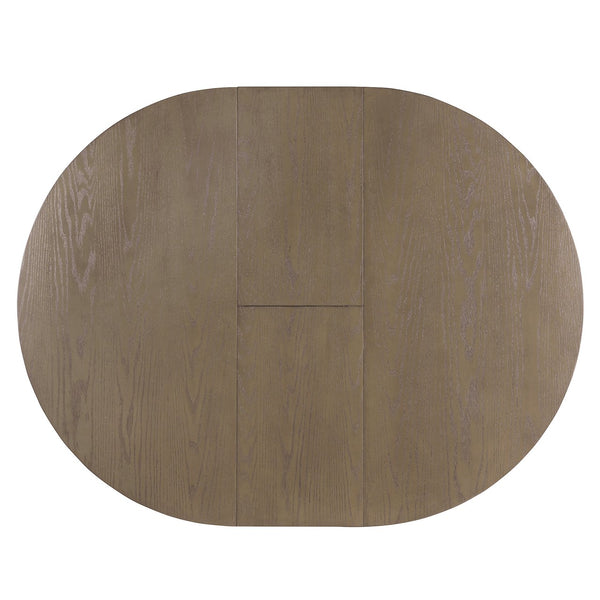 English Elm TREXM Retro 5-Piece Extendable Round-to-Oval Dining Set with Upholstered Chairs, Solid Rubberwood Finish Brown + Antique White ST000141AAD