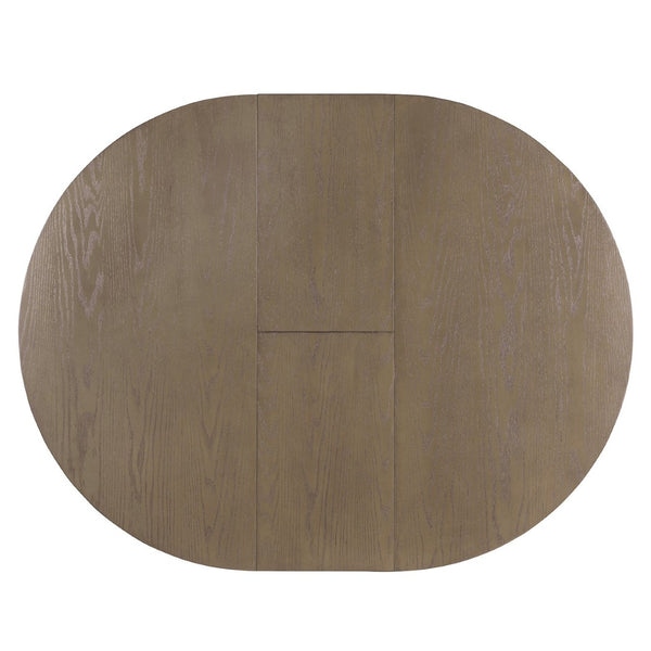 English Elm Trexm Retro Extendable Round Dining Set with Four Linen Upholstered Chairs Rubberwood Brown + Antique White ST000141AAD-2026