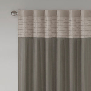 English Elm Polyoni Pintuck Curtain Panel - Modern Striped Design In Ivory, Taupe & Mocha, 50X84 Inches B03598064-GIGA