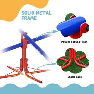 English Elm Outsunny 4 Seat Steel Spinning Seesaw Backyard Playground Equipment for Kids W2225P200487