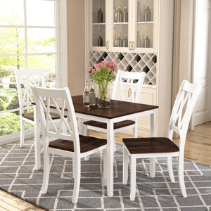 English Elm Topmax Five Piece X-back Dining Set with Solid Wood Legs and Acacia Veneer Top N717S000088K