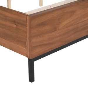 English Elm Astoria King Bed Acacia Wood Chevron Headboard with Usb Ports and Metal Legs B108S00048